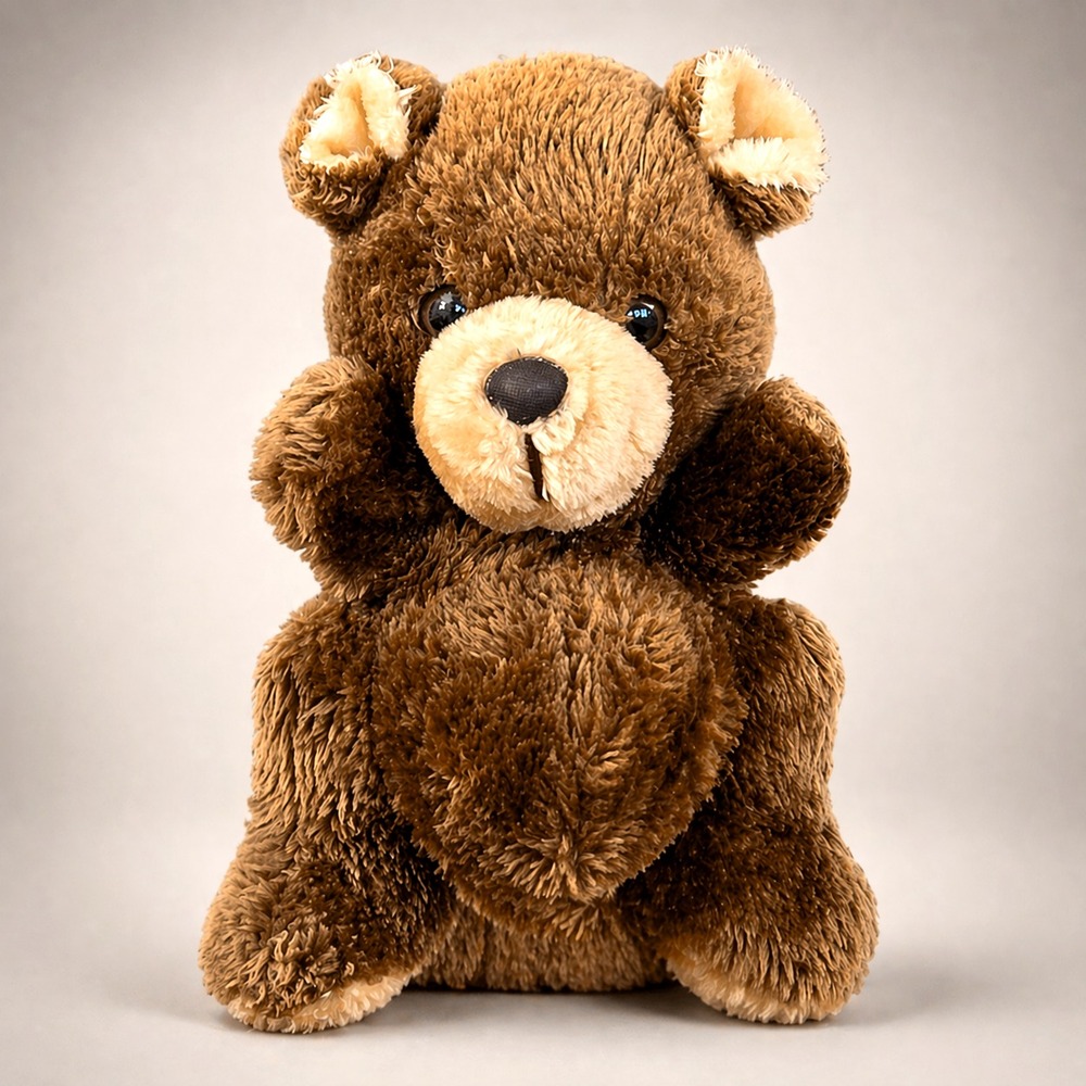 Vintage Russ Berrie Teddy Bear Hand Puppet 11" Brown Plush Korea